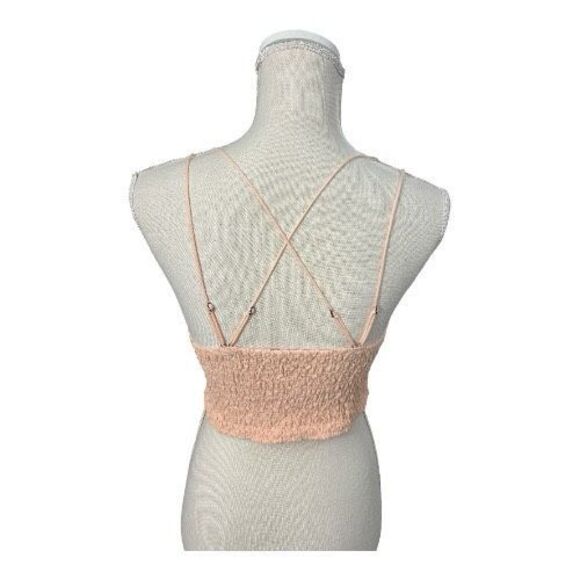 Free People Intimately FP Adella Longline Bralette Size L Soft Salmon Lace Cami - Picture 3 of 12